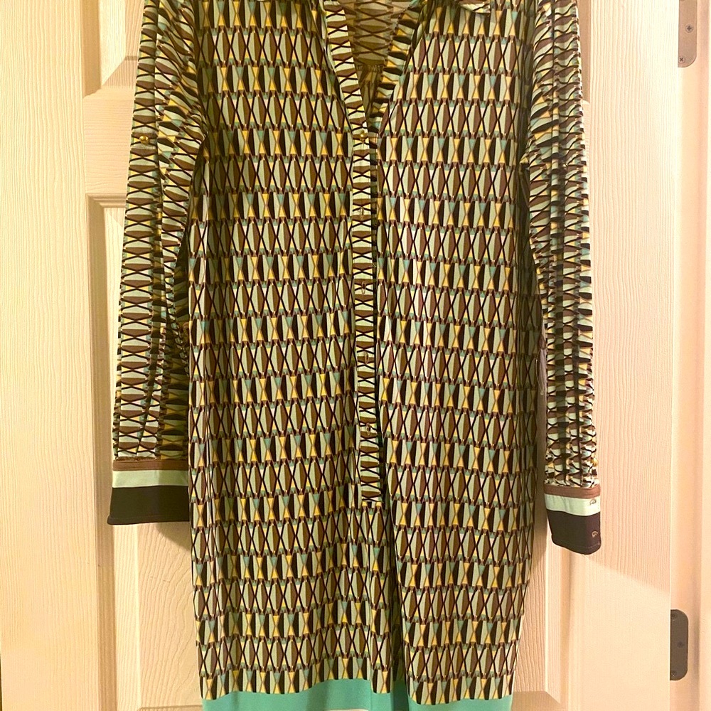 Ellen Tracy Chic Geometric Patterned Dress